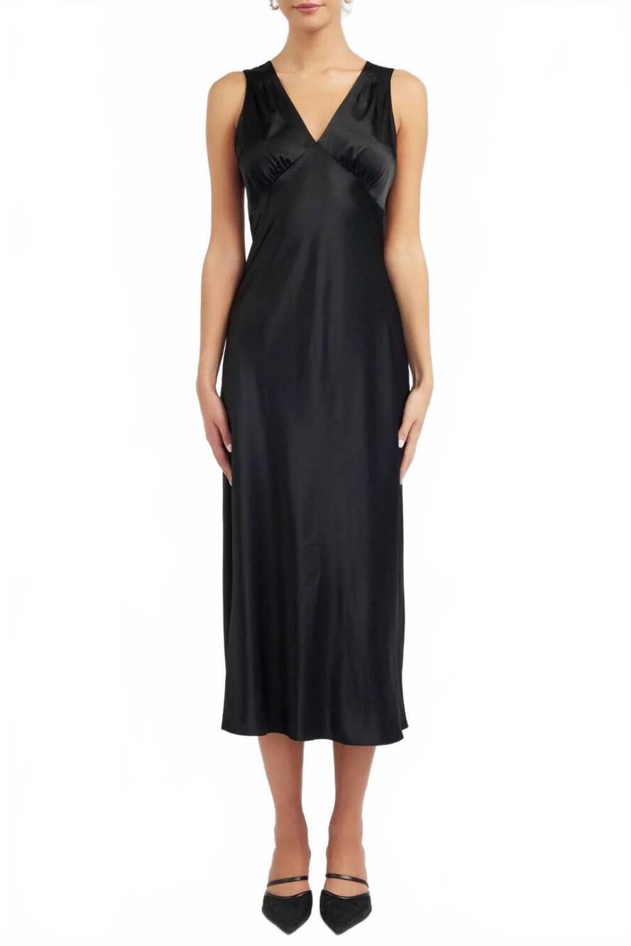 NEW CURRENT AIR silk sweetheart maxi dress in black